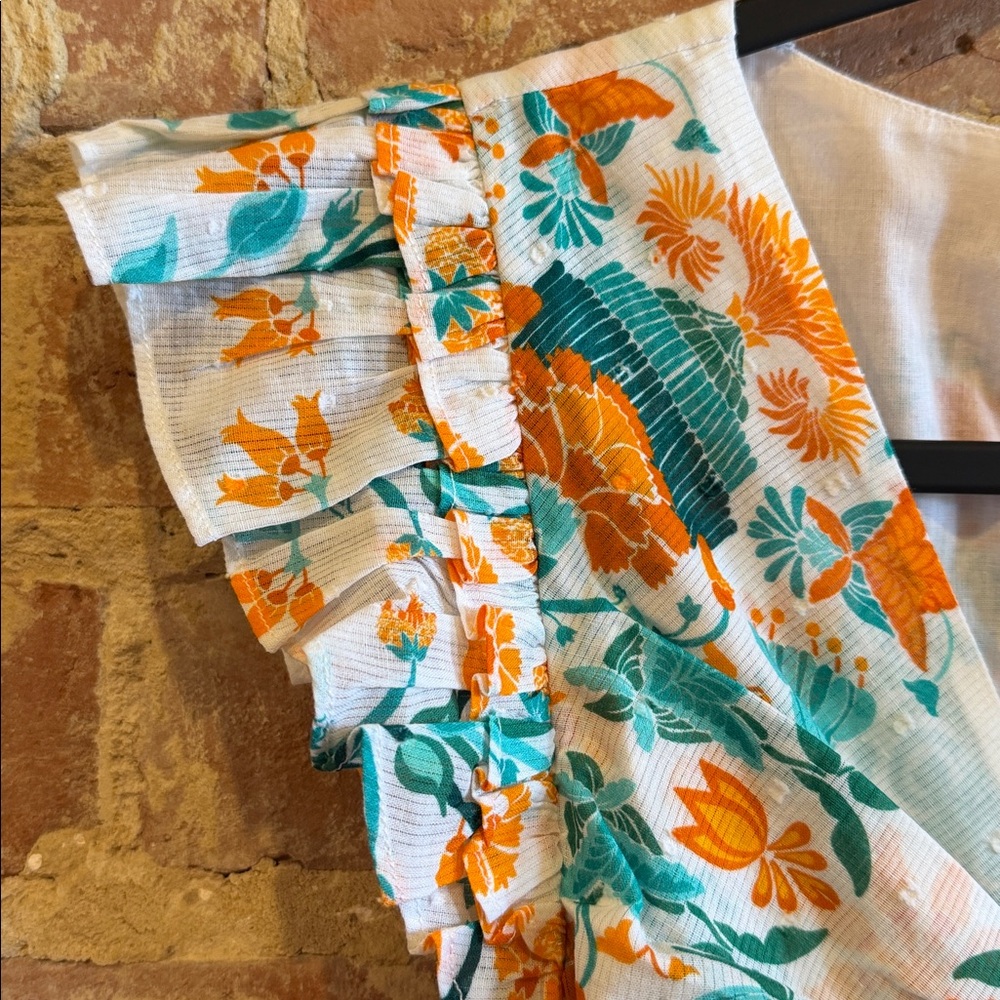 New with tags! CELINA MOON Floral Maxi Dress in White, Orange and turquoise - Picture 4 of 9